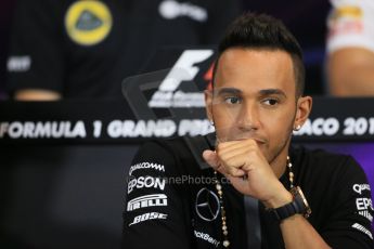 World © Octane Photographic Ltd. Mercedes AMG Petronas F1 – Lewis Hamilton. Wednesday 20th May 2015, FIA Drivers’ Press Conference, Monte Carlo, Monaco. Digital Ref: 1271LB1D3133