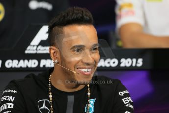 World © Octane Photographic Ltd. Mercedes AMG Petronas F1 – Lewis Hamilton. Wednesday 20th May 2015, FIA Drivers’ Press Conference, Monte Carlo, Monaco. Digital Ref: 1271LB1D3173