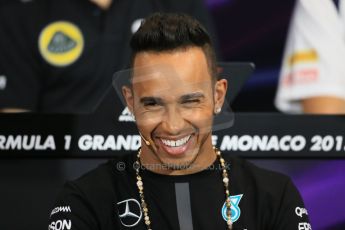 World © Octane Photographic Ltd. Mercedes AMG Petronas F1 – Lewis Hamilton. Wednesday 20th May 2015, FIA Drivers’ Press Conference, Monte Carlo, Monaco. Digital Ref: 1271LB1D3216