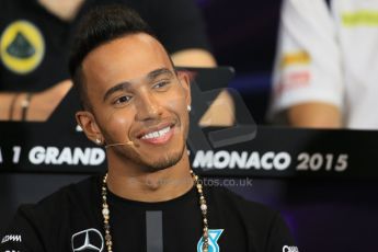 World © Octane Photographic Ltd. Mercedes AMG Petronas F1 – Lewis Hamilton. Wednesday 20th May 2015, FIA Drivers’ Press Conference, Monte Carlo, Monaco. Digital Ref: 1271LB1D3226