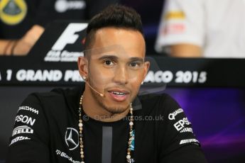 World © Octane Photographic Ltd. Mercedes AMG Petronas F1 – Lewis Hamilton. Wednesday 20th May 2015, FIA Drivers’ Press Conference, Monte Carlo, Monaco. Digital Ref: 1271LB1D3258