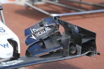 World © Octane Photographic Ltd. Williams Martini Racing FW37 front wing. Wednesday 20th May 2015, F1 Pitlane, Monte Carlo, Monaco. Digital Ref: 1270CB1L9096