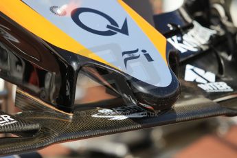 World © Octane Photographic Ltd. Sahara Force India VJM08 nose. Wednesday 20th May 2015, F1 Pitlane, Monte Carlo, Monaco. Digital Ref:  1270CB1L9107