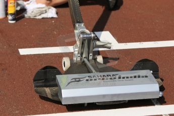 World © Octane Photographic Ltd. Sahara Force India VJM08 front jack. Wednesday 20th May 2015, F1 Pitlane, Monte Carlo, Monaco. Digital Ref: 1270CB1L9111