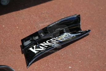 World © Octane Photographic Ltd. Sahara Force India VJM08 front wing rear aerofoil section. Wednesday 20th May 2015, F1 Pitlane, Monte Carlo, Monaco. Digital Ref: 1270CB1L9113