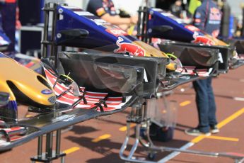 World © Octane Photographic Ltd. Scuderia Toro Rosso STR10 noses. Wednesday 20th May 2015, F1 Pitlane, Monte Carlo, Monaco. Digital Ref: 1270CB1L9118