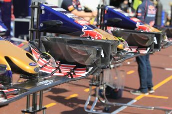 World © Octane Photographic Ltd. Scuderia Toro Rosso STR10 noses. Wednesday 20th May 2015, F1 Pitlane, Monte Carlo, Monaco. Digital Ref:  1270CB1L9118