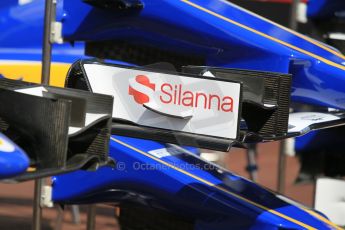 World © Octane Photographic Ltd. Sauber F1 Team C34-Ferrari front wing endplates. Wednesday 20th May 2015, F1 Pitlane, Monte Carlo, Monaco. Digital Ref:  1270CB1L9131