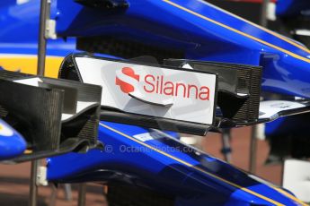 World © Octane Photographic Ltd. Sauber F1 Team C34-Ferrari front wing endplates. Wednesday 20th May 2015, F1 Pitlane, Monte Carlo, Monaco. Digital Ref: 1270CB1L9131