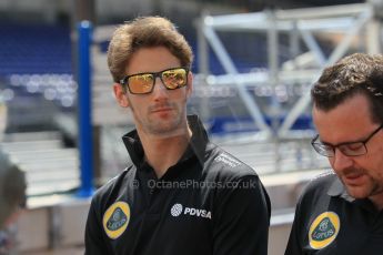 World © Octane Photographic Ltd. Lotus F1 Team E23 Hybrid – Romain Grosjean. Wednesday 20th May 2015, F1 Pitlane, Monte Carlo, Monaco. Digital Ref: 1270CB1L9218