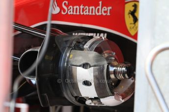 World © Octane Photographic Ltd. Scuderia Ferrari SF15-T front brake. Wednesday 20th May 2015, F1 Pitlane, Monte Carlo, Monaco. Digital Ref: 1270CB7D2453