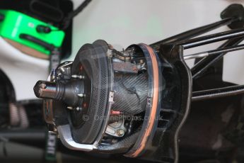 World © Octane Photographic Ltd. Williams Martini Racing FW37 front brake. Wednesday 20th May 2015, F1 Pitlane, Monte Carlo, Monaco. Digital Ref:  1270CB7D2467