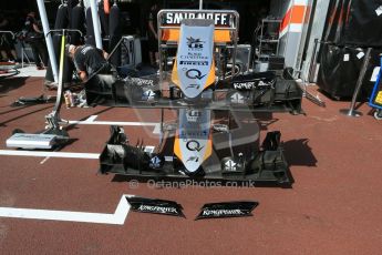 World © Octane Photographic Ltd. Sahara Force India VJM08 front wings. Wednesday 20th May 2015, F1 Pitlane, Monte Carlo, Monaco. Digital Ref: 1270LB1D2962