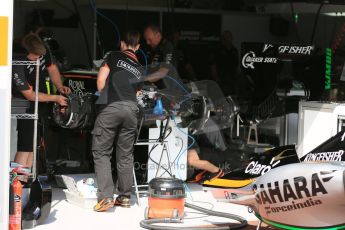 World © Octane Photographic Ltd. Sahara Force India VJM08. Wednesday 20th May 2015, F1 Pitlane, Monte Carlo, Monaco. Digital Ref:  1270LB5D2466