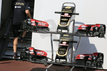 World © Octane Photographic Ltd. Lotus F1 Team E23 Hybrid noses. Wednesday 20th May 2015, F1 Pitlane, Monte Carlo, Monaco. Digital Ref:  1270LB5D2477