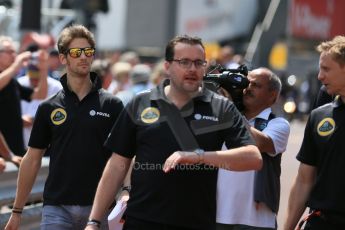World © Octane Photographic Ltd. Lotus F1 Team E23 Hybrid – Romain Grosjean. Wednesday 20th May 2015, F1 Pitlane, Monte Carlo, Monaco. Digital Ref: 1270LB5D2527