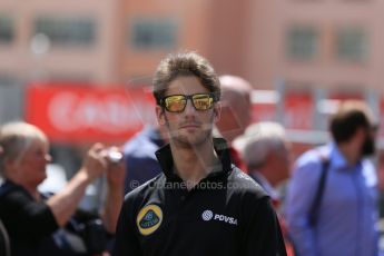 World © Octane Photographic Ltd. Lotus F1 Team E23 Hybrid – Romain Grosjean. Wednesday 20th May 2015, F1 Pitlane, Monte Carlo, Monaco. Digital Ref: 1270LB5D2529