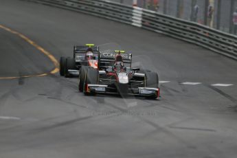 World © Octane Photographic Ltd. Saturday 23rd May 2015. Rapax – Robert Visoiu and Trident – Rene Binder. GP2 Race 2 – Monaco, Monte-Carlo. Digital Ref. : 1283CB1D7730