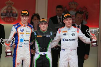 World © Octane Photographic Ltd. Saturday 23rd May 2015. Status Grand Prix – Richie Stanaway, Trident – Raffaele Marciello and Rapax – Sergey Sirotkin. GP2 Race 2 – Monaco, Monte-Carlo. Digital Ref. : 1283CB1D7812
