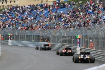 World © Octane Photographic Ltd. Saturday 23rd May 2015. DAMS – Pierre Gasly, Racing Engineering – Jordan King and DAMS – Alex Lynn. GP2 Race 2 – Monaco, Monte-Carlo. Digital Ref. : 1283CB7D6109