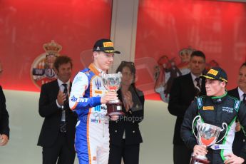 World © Octane Photographic Ltd. Saturday 23rd May 2015. Trident – Raffaele Marciello and Status Grand Prix – Richie Stanaway. GP2 Race 2 – Monaco, Monte-Carlo. Digital Ref. : 1283CB7D6334