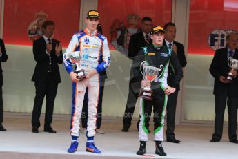 World © Octane Photographic Ltd. Saturday 23rd May 2015. Trident – Raffaele Marciello and Status Grand Prix – Richie Stanaway. GP2 Race 2 – Monaco, Monte-Carlo. Digital Ref. : 1283CB7D6340