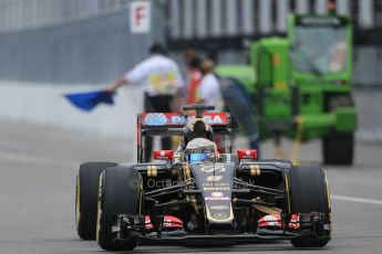 World © Octane Photographic Ltd. Lotus F1 Team E23 Hybrid – Romain Grosjean. Friday 5th June 2015, F1 Canadian GP Practice 1, Circuit Gilles Villeneuve, Montreal, Canada. Digital Ref: 1291LB1D8928