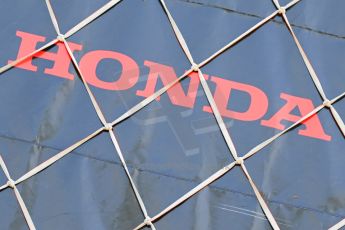 World © Octane Photographic Ltd. Honda shipping crates. Friday 5th June 2015, F1 Canadian GP Practice 1, Circuit Gilles Villeneuve, Montreal, Canada. Digital Ref: 1291LB7D8705