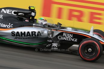 World © Octane Photographic Ltd. Sahara Force India VJM08 – Sergio Perez. Friday 5th June 2015, F1 Canadian GP Practice 2, Circuit Gilles Villeneuve, Montreal, Canada. Digital Ref: 1292LB7D0149