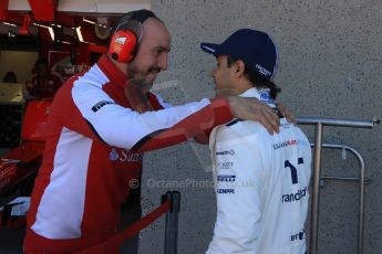 World © Octane Photographic Ltd. Williams Martini Racing FW37 – Felipe Massa and Ferrari mechanic. Saturday 6th June 2015, F1 Canadian GP Practice 3 pitlane, Circuit Gilles Villeneuve, Montreal, Canada. Digital Ref: 1295CB7D0778