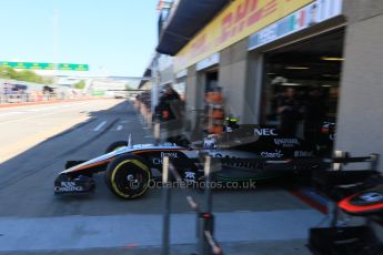 World © Octane Photographic Ltd. Sahara Force India VJM08 – Sergio Perez. Saturday 6th June 2015, F1 Canadian GP Practice 3 pitlane, Circuit Gilles Villeneuve, Montreal, Canada. Digital Ref: 1295CB7D0859