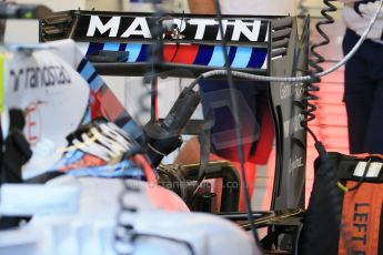 World © Octane Photographic Ltd. Williams Martini Racing FW37 – Felipe Massa rear wing. Saturday 6th June 2015, F1 Canadian GP Practice 3 pitlane, Circuit Gilles Villeneuve, Montreal, Canada. Digital Ref: 1295LB1D0750