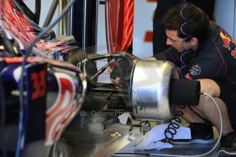 World © Octane Photographic Ltd. Scuderia Toro Rosso STR10 – Max Verstappen rear brakes. Saturday 6th June 2015, F1 Canadian GP Practice 3 pitlane, Circuit Gilles Villeneuve, Montreal, Canada. Digital Ref: 1295LB1D0782