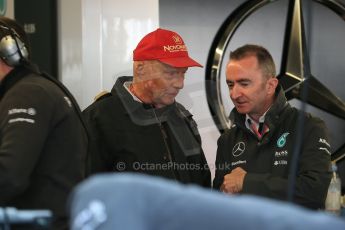 World © Octane Photographic Ltd. Mercedes AMG Petronas Niki Lauda and Paddy Lowe. Saturday 6th June 2015, F1 Canadian GP Practice 3 pitlane, Circuit Gilles Villeneuve, Montreal, Canada. Digital Ref: 1295LB1D0815