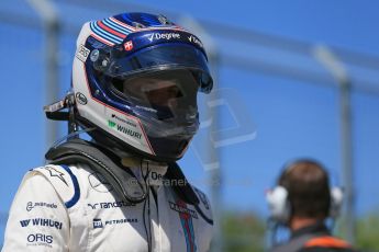 World © Octane Photographic Ltd. Williams Martini Racing FW37 – Valtteri Bottas. Saturday 6th June 2015, F1 Canadian GP Qualifying Parc Ferme, Circuit Gilles Villeneuve, Montreal, Canada. Digital Ref: 1296LB1D2662