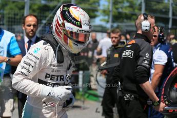 World © Octane Photographic Ltd. Mercedes AMG Petronas F1 W06 Hybrid – Lewis Hamilton. Saturday 6th June 2015, F1 Canadian GP Qualifying Parc Ferme, Circuit Gilles Villeneuve, Montreal, Canada. Digital Ref: 1296LB1D2688