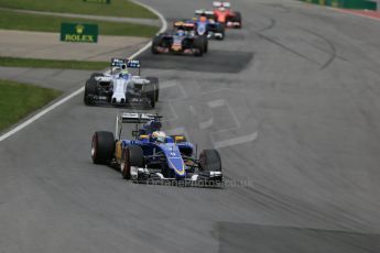 World © Octane Photographic Ltd. Sauber F1 Team C34-Ferrari – Marcus Ericsson and Williams Martini Racing FW37 – Felipe Massa. Sunday 7th June 2015, F1 Canadian GP Race, Circuit Gilles Villeneuve, Montreal, Canada. Digital Ref: 1299LB1D3682