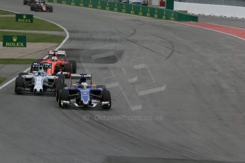 World © Octane Photographic Ltd. Sauber F1 Team C34-Ferrari – Marcus Ericsson, Williams Martini Racing FW37 – Felipe Massa and Scuderia Ferrari SF15-T– Sebastian Vettel. Sunday 7th June 2015, F1 Canadian GP Race, Circuit Gilles Villeneuve, Montreal, Canada. Digital Ref: 1299LB1D3907