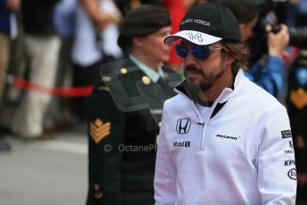 World © Octane Photographic Ltd. McLaren Honda MP4/30 – Fernando Alonso. Sunday 7th June 2015, F1 Canadian GP Drivers' parade, Circuit Gilles Villeneuve, Montreal, Canada. Digital Ref: 1298LB1D3133