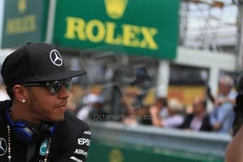 World © Octane Photographic Ltd. Mercedes AMG Petronas F1 W06 Hybrid – Lewis Hamilton. Sunday 7th June 2015, F1 Canadian GP Drivers' parade, Circuit Gilles Villeneuve, Montreal, Canada. Digital Ref: 1298LB1D3144