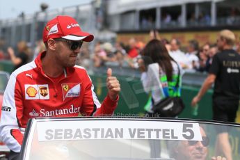 World © Octane Photographic Ltd. Scuderia Ferrari SF15-T– Sebastian Vettel. Sunday 7th June 2015, F1 Canadian GP Drivers' parade, Circuit Gilles Villeneuve, Montreal, Canada. Digital Ref: 1298LB1D3153