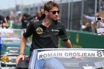 World © Octane Photographic Ltd. Lotus F1 Team E23 Hybrid – Romain Grosjean. Sunday 7th June 2015, F1 Canadian GP Drivers' parade, Circuit Gilles Villeneuve, Montreal, Canada. Digital Ref: 1298LB1D3172