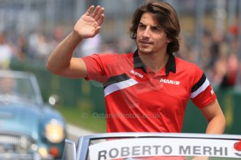 World © Octane Photographic Ltd. Manor Marussia F1 Team MR03B – Roberto Merhi. Sunday 7th June 2015, F1 Canadian GP Drivers' parade, Circuit Gilles Villeneuve, Montreal, Canada. Digital Ref: 1298LB1D3203