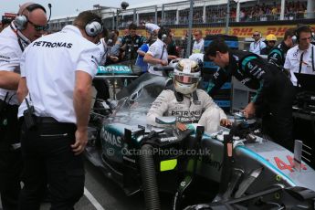 World © Octane Photographic Ltd. Mercedes AMG Petronas F1 W06 Hybrid – Lewis Hamilton. Sunday 7th June 2015, F1 Canadian GP Race grid, Circuit Gilles Villeneuve, Montreal, Canada. Digital Ref: 1298LB1D3464