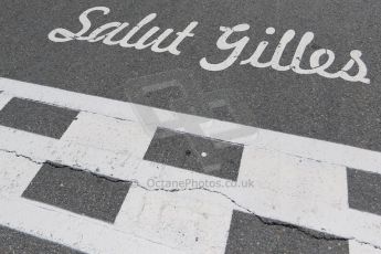 World © Octane Photographic Ltd. "Salut Gilles" Start/Finish line script. Sunday 7th June 2015, F1 Canadian GP Race grid, Circuit Gilles Villeneuve, Montreal, Canada. Digital Ref: 1298LB7D2826