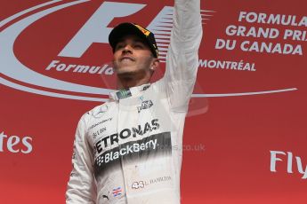 World © Octane Photographic Ltd. Mercedes AMG Petronas Hybrid – Lewis Hamilton (1st). Sunday 7th June 2015, F1 Canadian GP Podium, Circuit Gilles Villeneuve, Montreal, Canada. Digital Ref: 1300LB1D4150