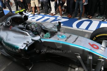 World © Octane Photographic Ltd. Mercedes AMG Petronas Hybrid – Nico Rosberg (2nd). Sunday 7th June 2015, F1 Canadian GP Podium, Circuit Gilles Villeneuve, Montreal, Canada. Digital Ref: 1300LB7D2873