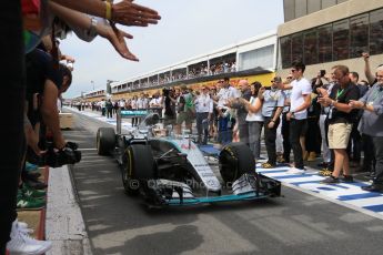 World © Octane Photographic Ltd. Mercedes AMG Petronas Hybrid – Lewis Hamilton (1st). Sunday 7th June 2015, F1 Canadian GP Podium, Circuit Gilles Villeneuve, Montreal, Canada. Digital Ref: 1300LB7D2895