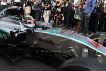World © Octane Photographic Ltd. Mercedes AMG Petronas Hybrid – Lewis Hamilton (1st). Sunday 7th June 2015, F1 Canadian GP Podium, Circuit Gilles Villeneuve, Montreal, Canada. Digital Ref: 1300LB7D2902