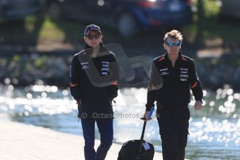 World © Octane Photographic Ltd. Sahara Force India VJM08 – Sergio Perez. Saturday 6th June 2015, F1 Canadian GP Paddock, Circuit Gilles Villeneuve, Montreal, Canada. Digital Ref: 1294LB1D0569